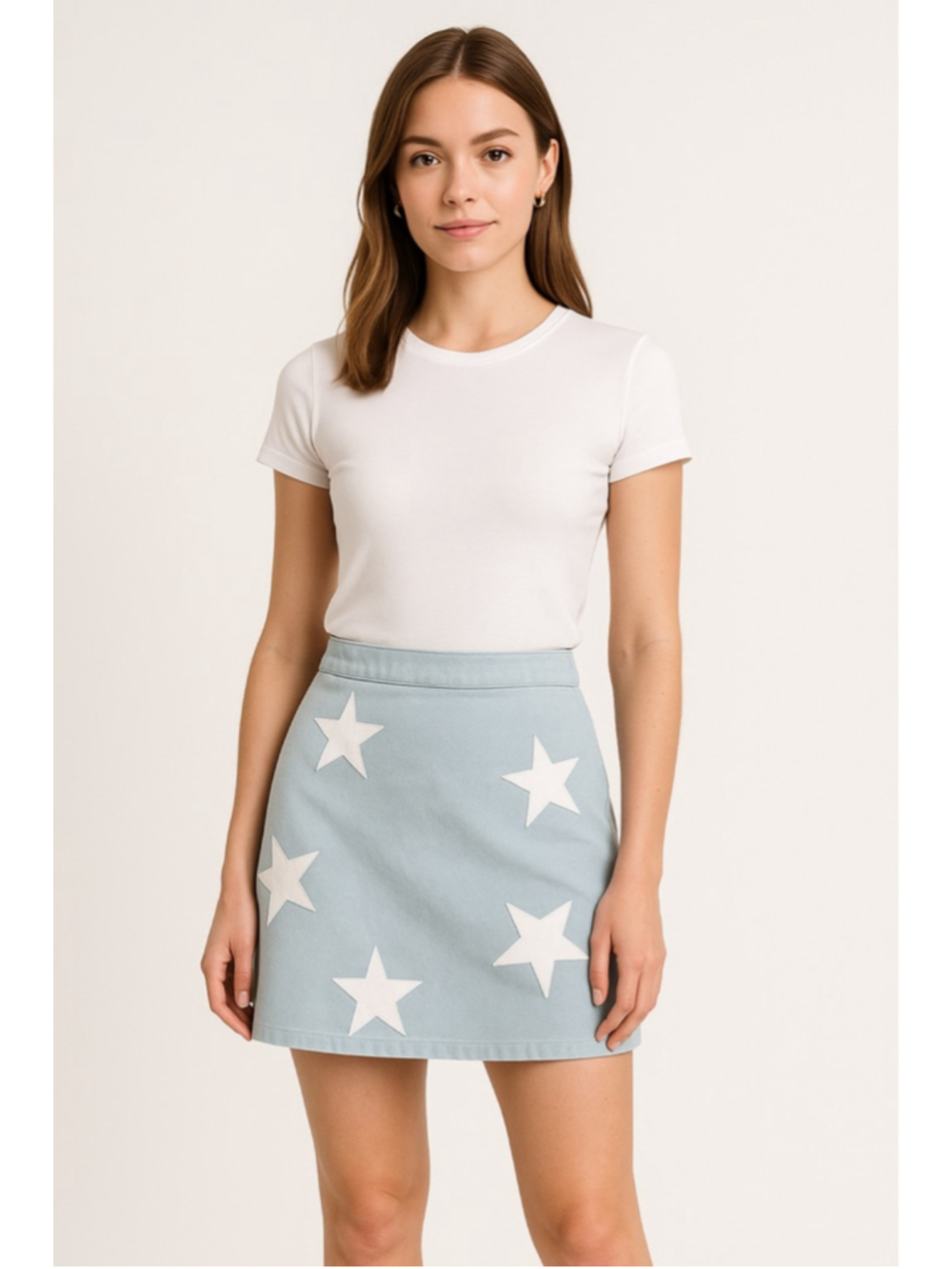 Le Lis Star Patch Denim Mini Skirt NWT Small Y2K Festival Blue